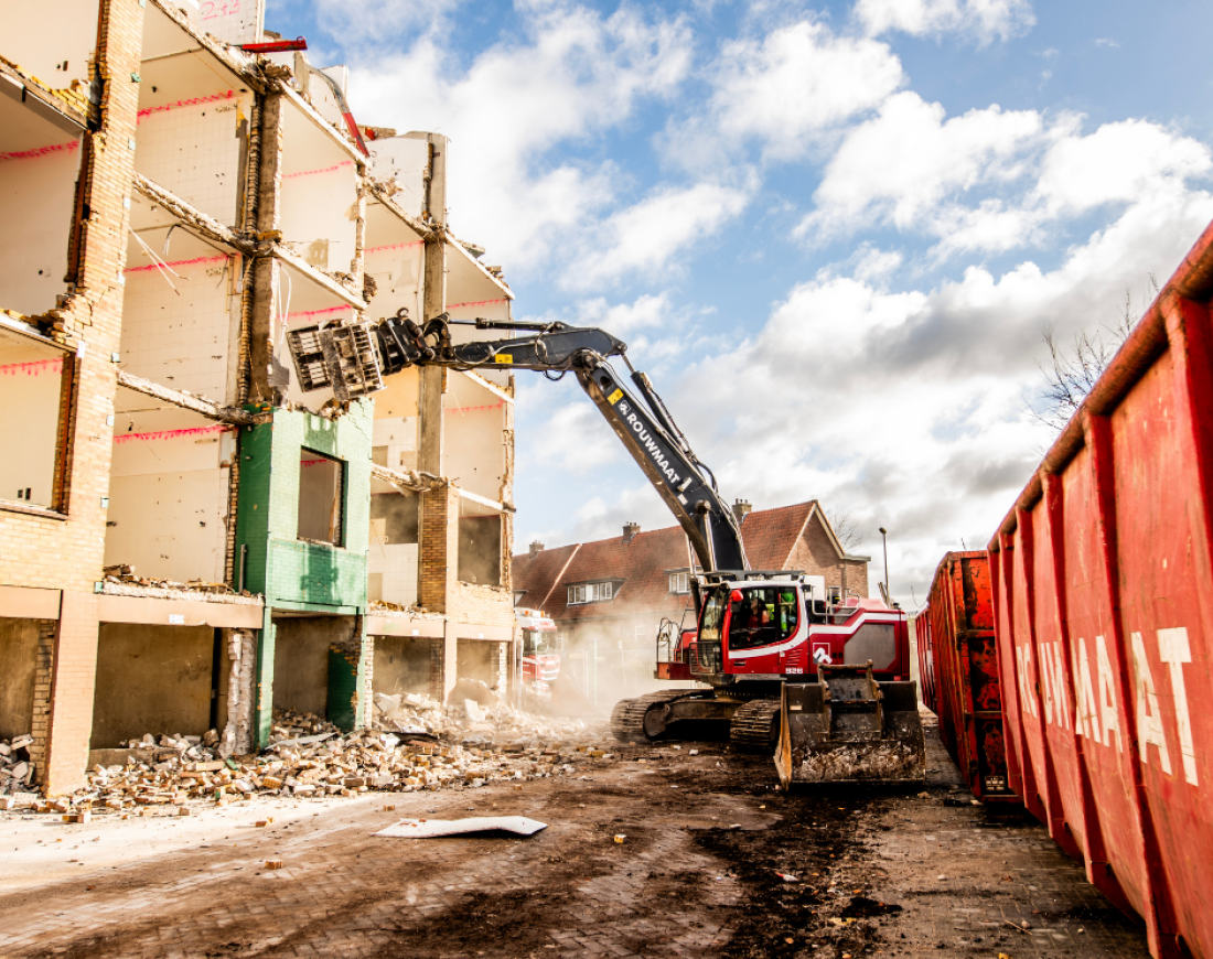 rouwmaat sloop europalaan winterswijk project betonpuin recycling kraan kraanmachinist machinist pieter