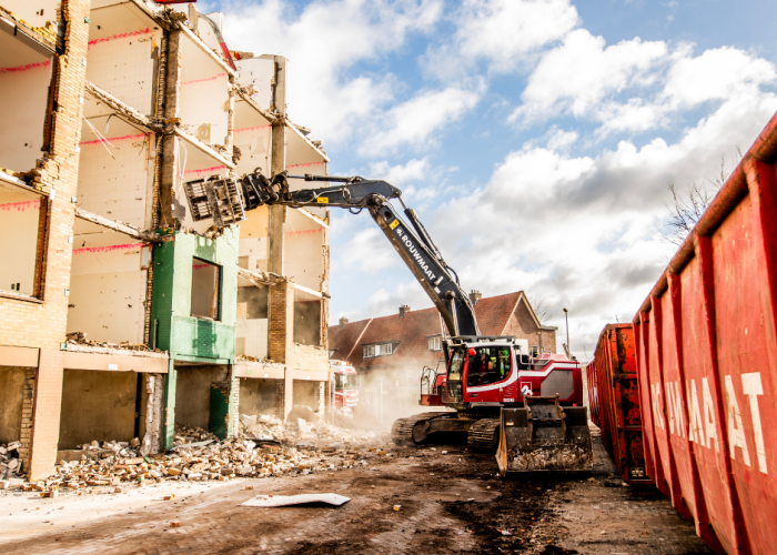 rouwmaat sloop europalaan winterswijk project betonpuin recycling kraan kraanmachinist machinist pieter
