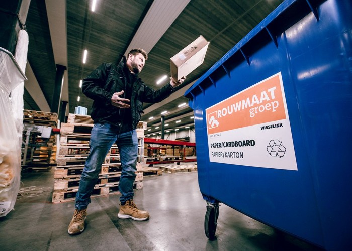 afval papier gepersonaliseerde sticker container kaemingk rouwmaat