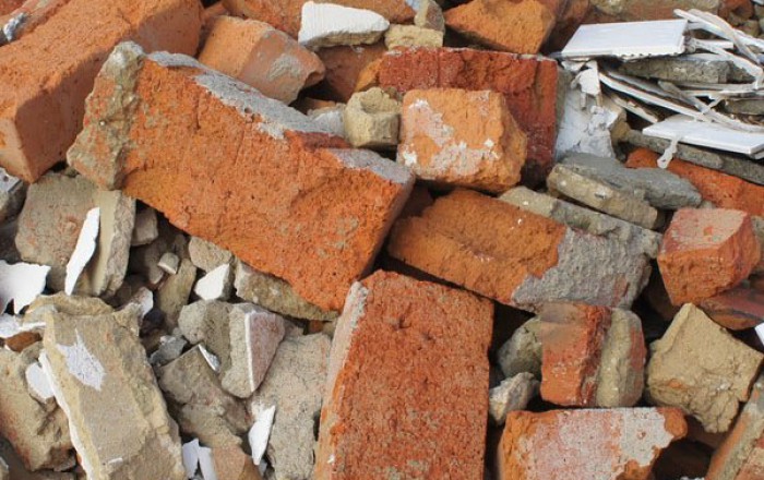 schoon gemengd puin container rouwmaat afval